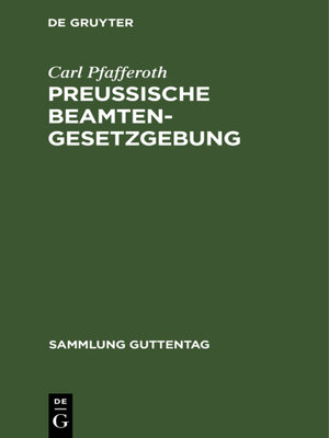 cover image of Preußische Beamten-Gesetzgebung